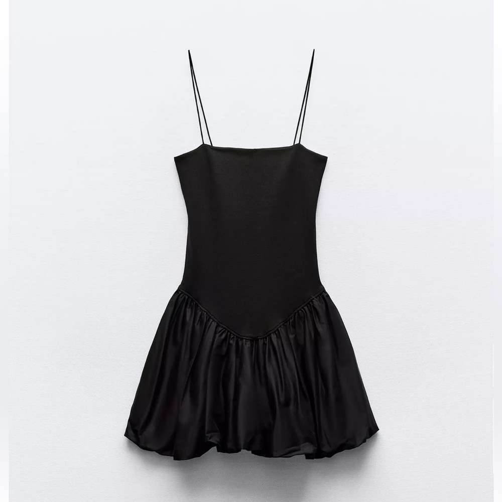 Zara Mixed Rib Poplin Balloon Dress